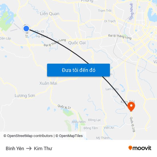 Bình Yên to Kim Thư map