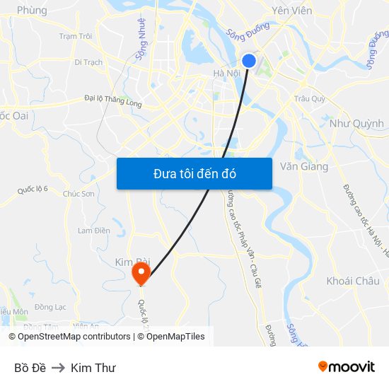 Bồ Đề to Kim Thư map