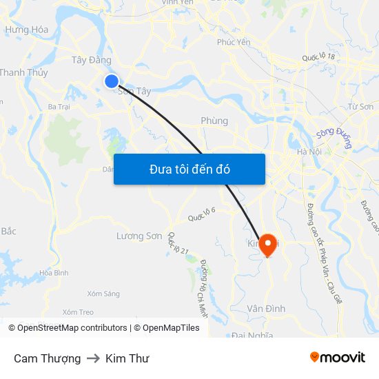 Cam Thượng to Kim Thư map