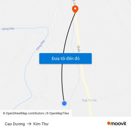 Cao Dương to Kim Thư map