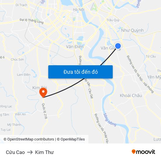 Cửu Cao to Kim Thư map