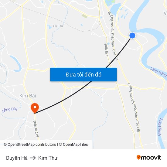 Duyên Hà to Kim Thư map