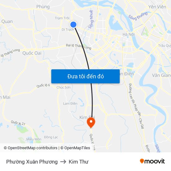 Phường Xuân Phương to Kim Thư map