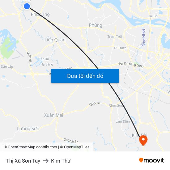 Thị Xã Sơn Tây to Kim Thư map