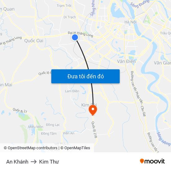An Khánh to Kim Thư map