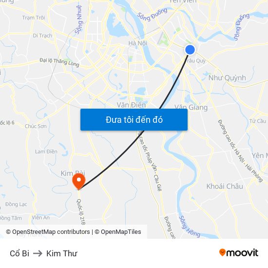 Cổ Bi to Kim Thư map