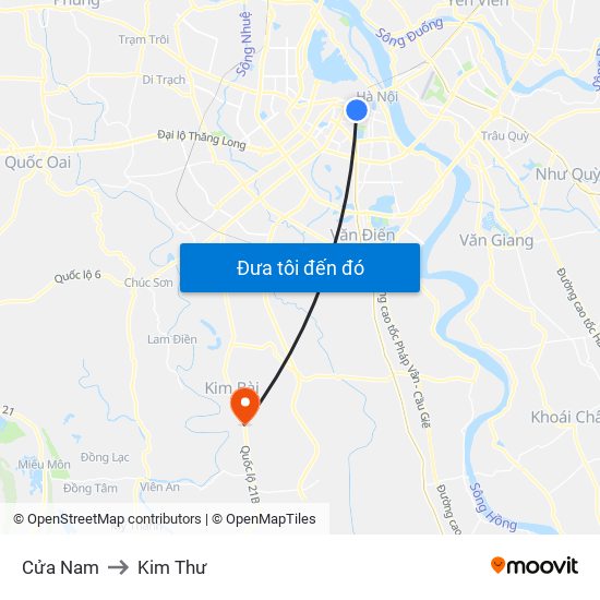 Cửa Nam to Kim Thư map