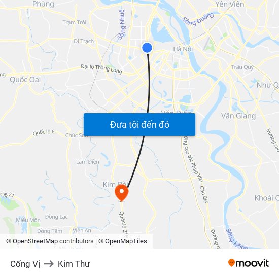 Cống Vị to Kim Thư map
