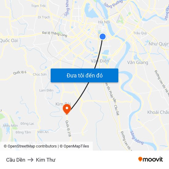 Cầu Dền to Kim Thư map