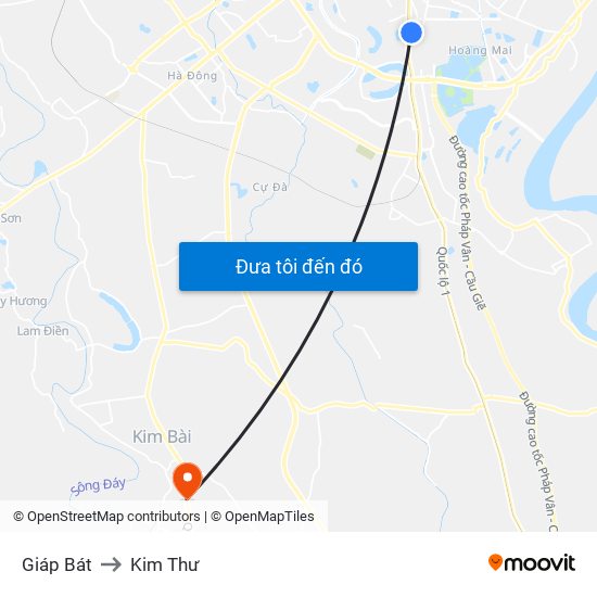 Giáp Bát to Kim Thư map