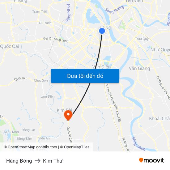Hàng Bông to Kim Thư map