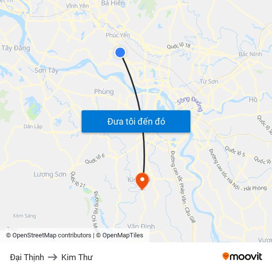 Đại Thịnh to Kim Thư map