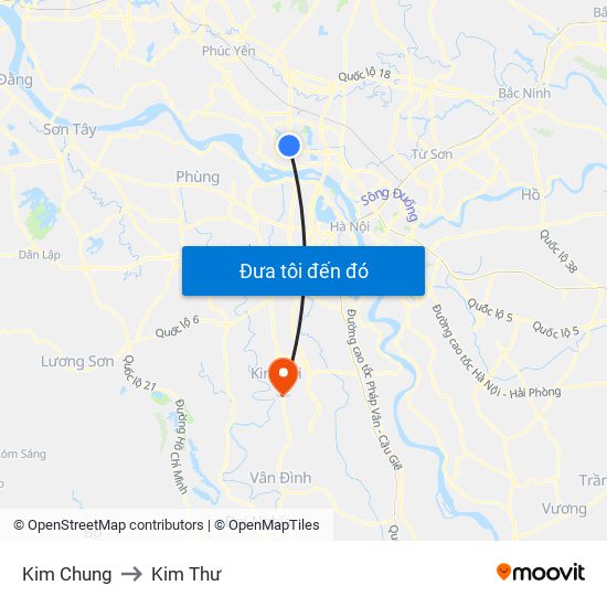 Kim Chung to Kim Thư map