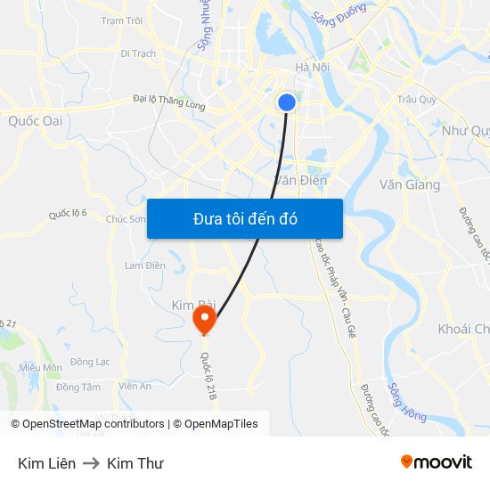 Kim Liên to Kim Thư map