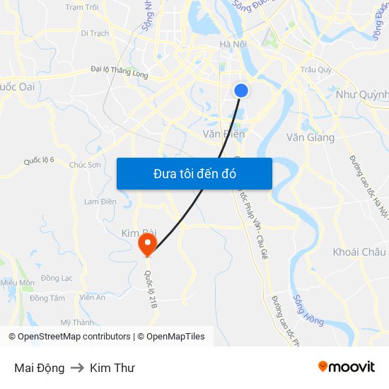 Mai Động to Kim Thư map