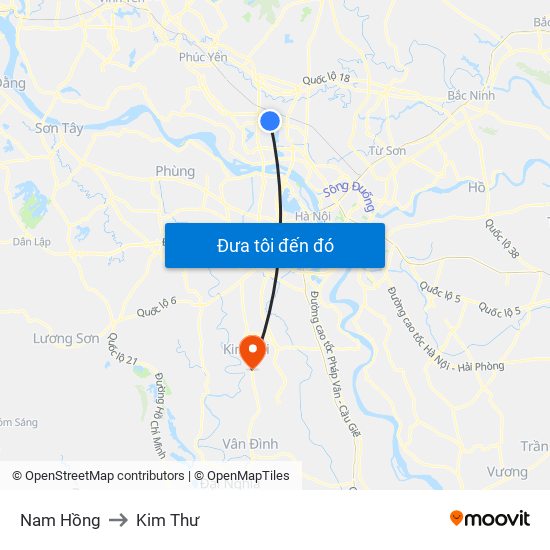 Nam Hồng to Kim Thư map