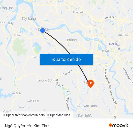 Ngô Quyền to Kim Thư map