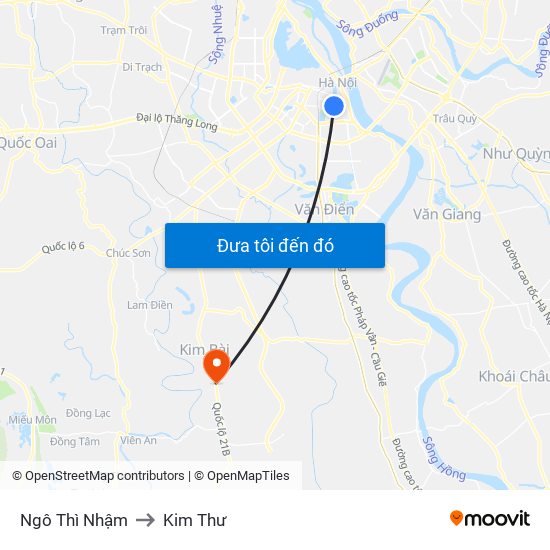 Ngô Thì Nhậm to Kim Thư map