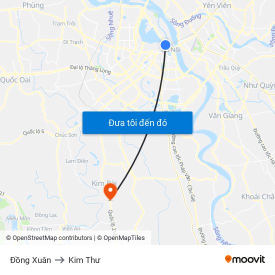 Đồng Xuân to Kim Thư map