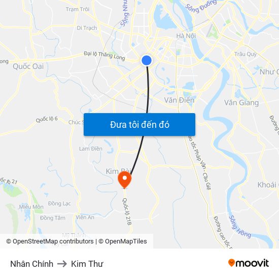 Nhân Chính to Kim Thư map