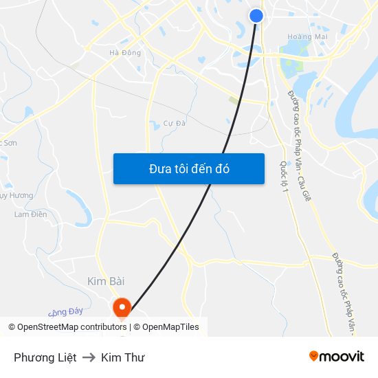 Phương Liệt to Kim Thư map
