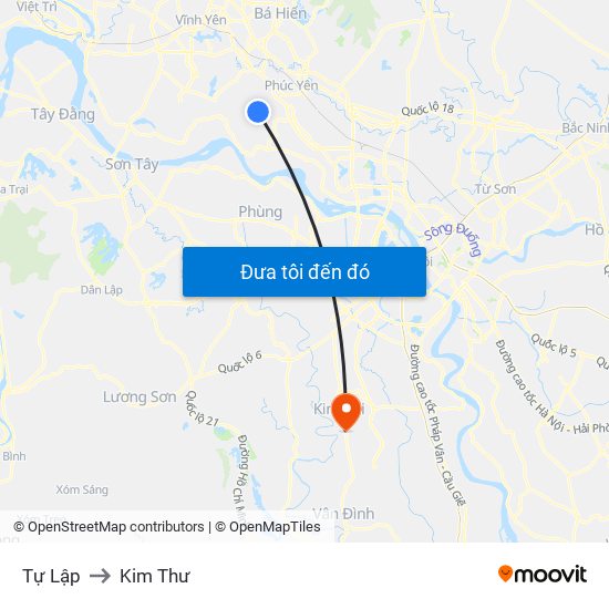 Tự Lập to Kim Thư map