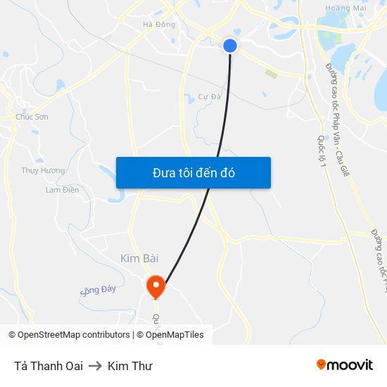 Tả Thanh Oai to Kim Thư map