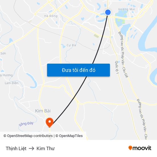 Thịnh Liệt to Kim Thư map