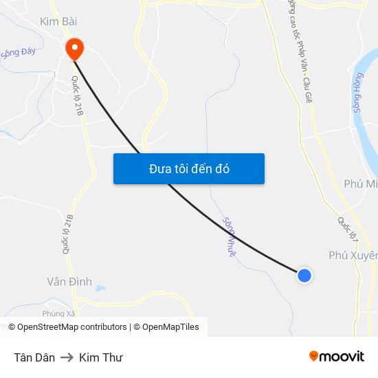 Tân Dân to Kim Thư map