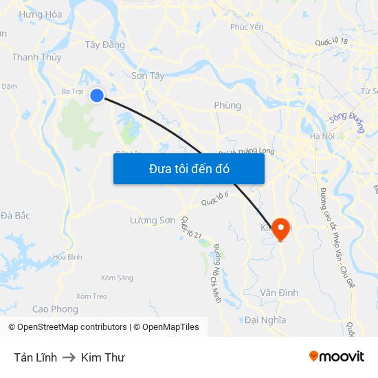 Tản Lĩnh to Kim Thư map