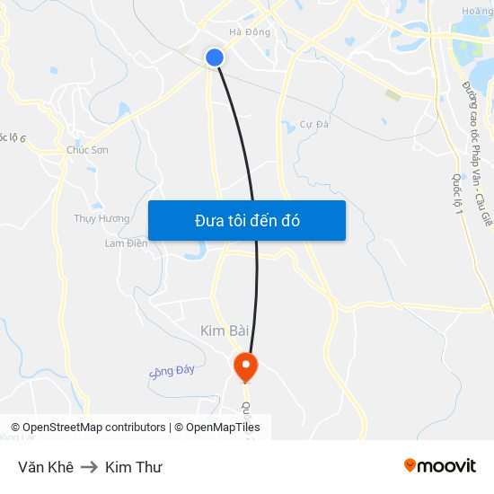 Văn Khê to Kim Thư map