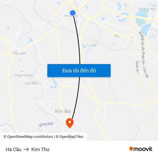 Hà Cầu to Kim Thư map