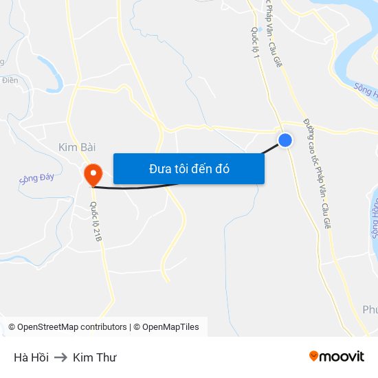 Hà Hồi to Kim Thư map