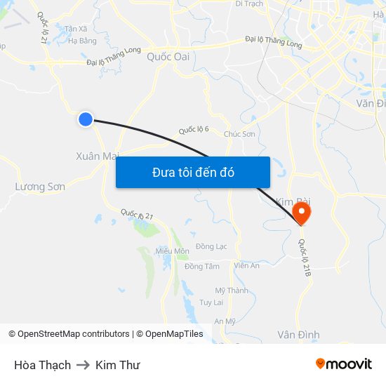 Hòa Thạch to Kim Thư map