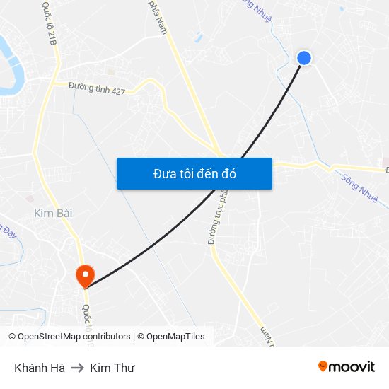 Khánh Hà to Kim Thư map