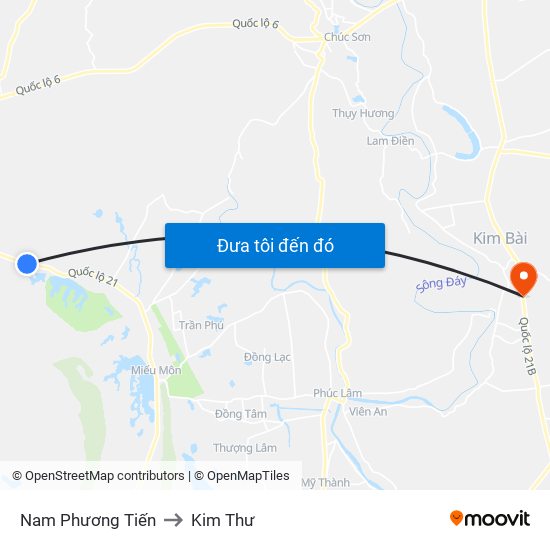 Nam Phương Tiến to Kim Thư map