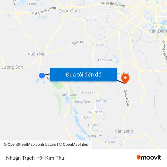 Nhuận Trạch to Kim Thư map