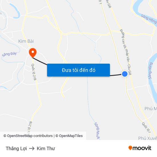 Thắng Lợi to Kim Thư map