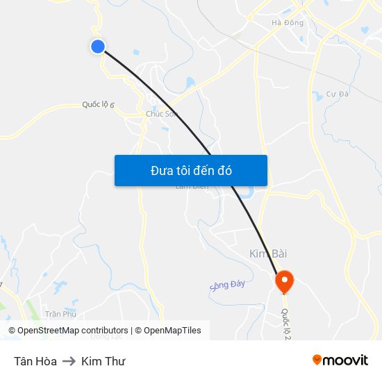 Tân Hòa to Kim Thư map