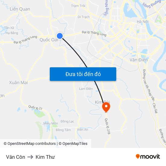 Vân Côn to Kim Thư map