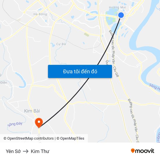 Yên Sở to Kim Thư map