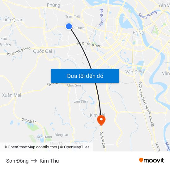 Sơn Đồng to Kim Thư map