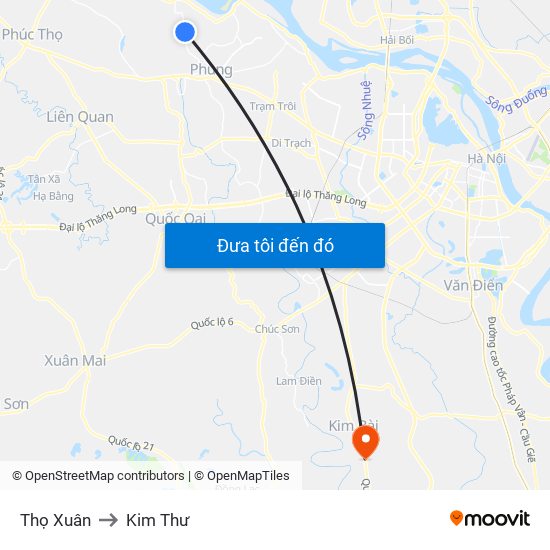 Thọ Xuân to Kim Thư map