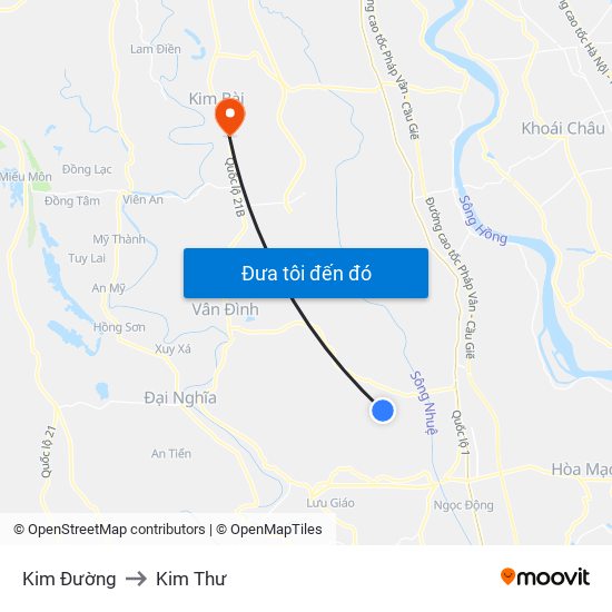 Kim Đường to Kim Thư map