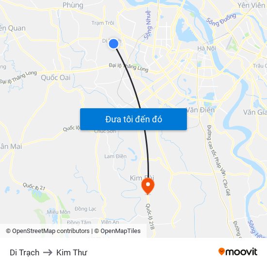Di Trạch to Kim Thư map