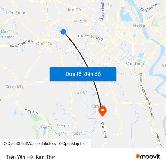 Tiền Yên to Kim Thư map