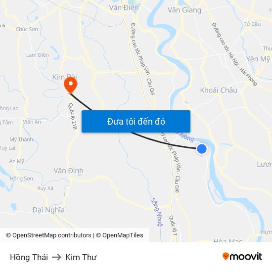 Hồng Thái to Kim Thư map