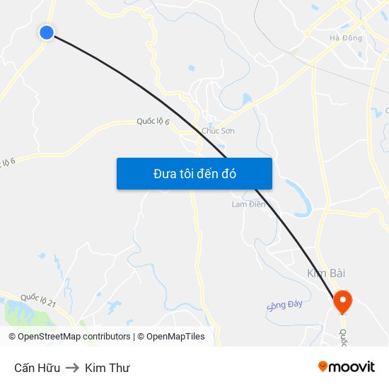 Cấn Hữu to Kim Thư map