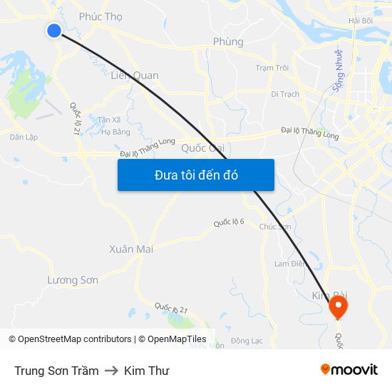 Trung Sơn Trầm to Kim Thư map