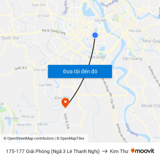 175-177 Giải Phóng (Ngã 3 Lê Thanh Nghị) to Kim Thư map